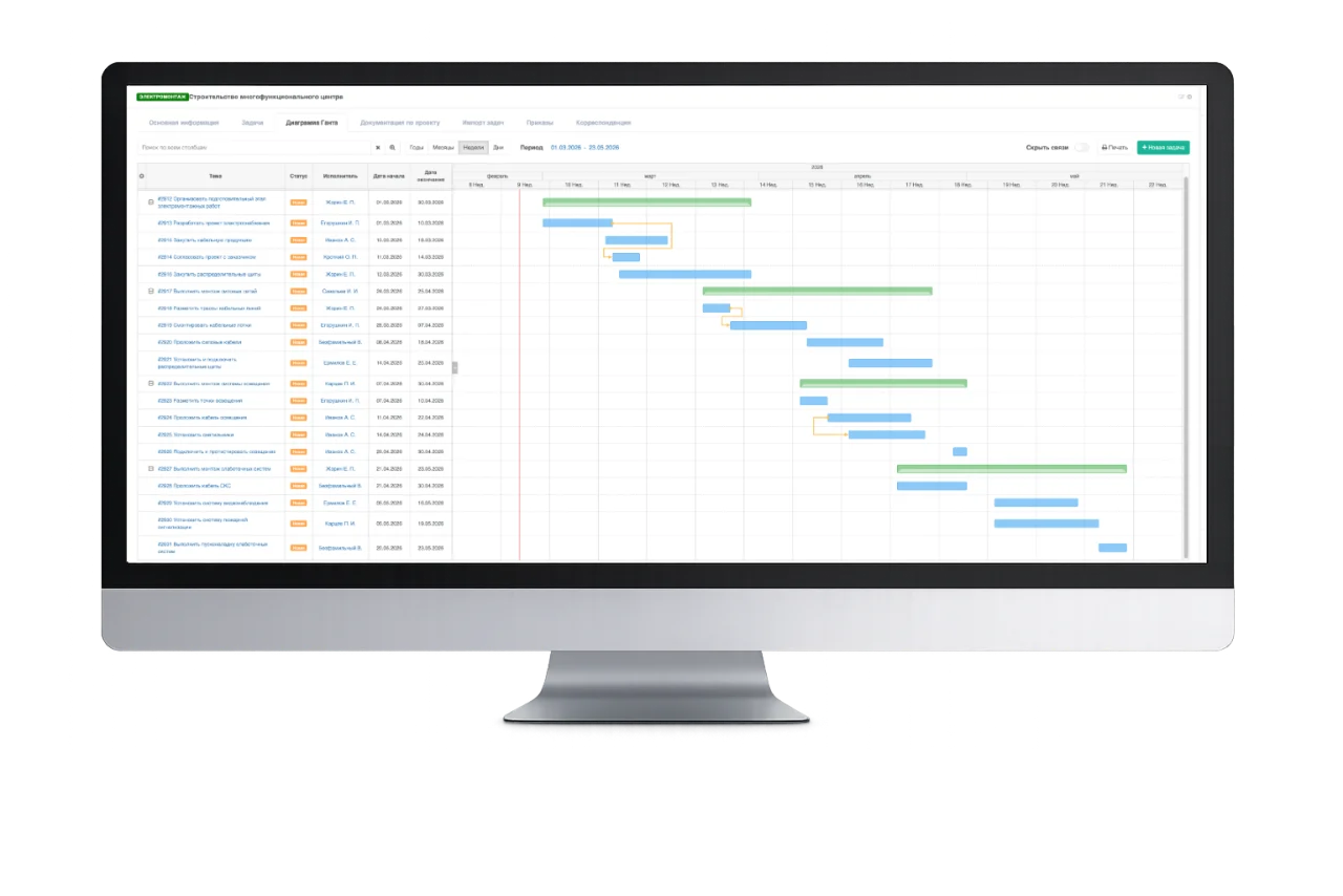 Скриншот 1Матрикс: диаграмма Ганта проекта